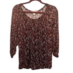 Michael Kors Women’s Scoop Neck Peasant Blouse Paisley Print Size PM